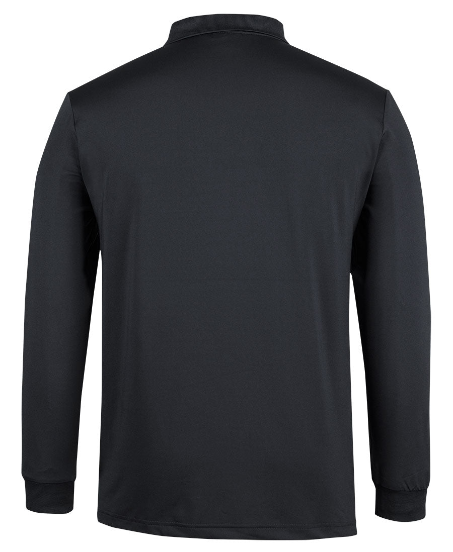 JBs Podium long sleeve stretch polo 7STL in black with ribbed collar cuffs