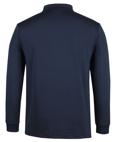 JBs podium long sleeve stretch polo in navy blue with ribbed collar