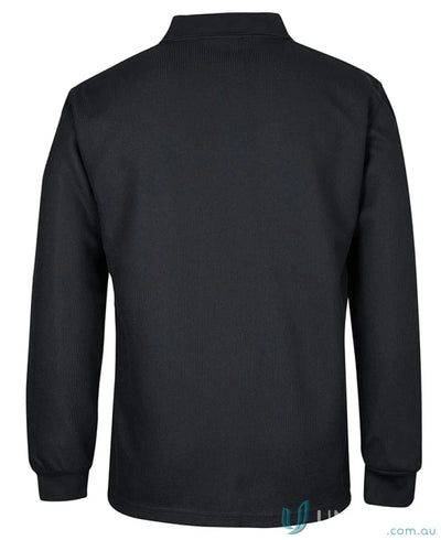 Black JB’s Podium Waffle Pocket Long Sleeve Polo shirt with collar and long sleeves
