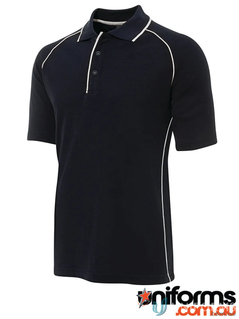 Black JBs Ragan Polo shirt with white trim for a stylish casual look