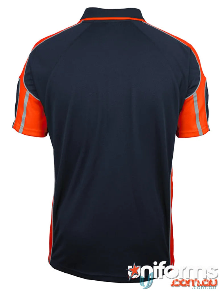 Navy and orange polo shirt from JB’S S/S STREET PANEL POLO, perfect for workwear and uniforms