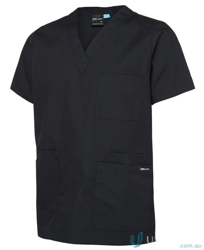 Black JBs Unisex Scrubs Top with classic fit and chest pocket for work comfort
