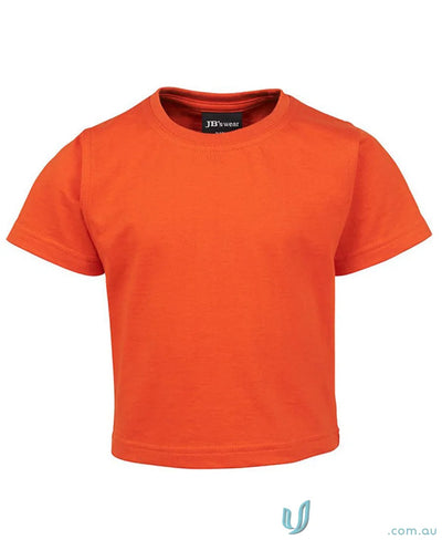 Orange short-sleeved wear infant tee with elastane crew neck and UPF protection