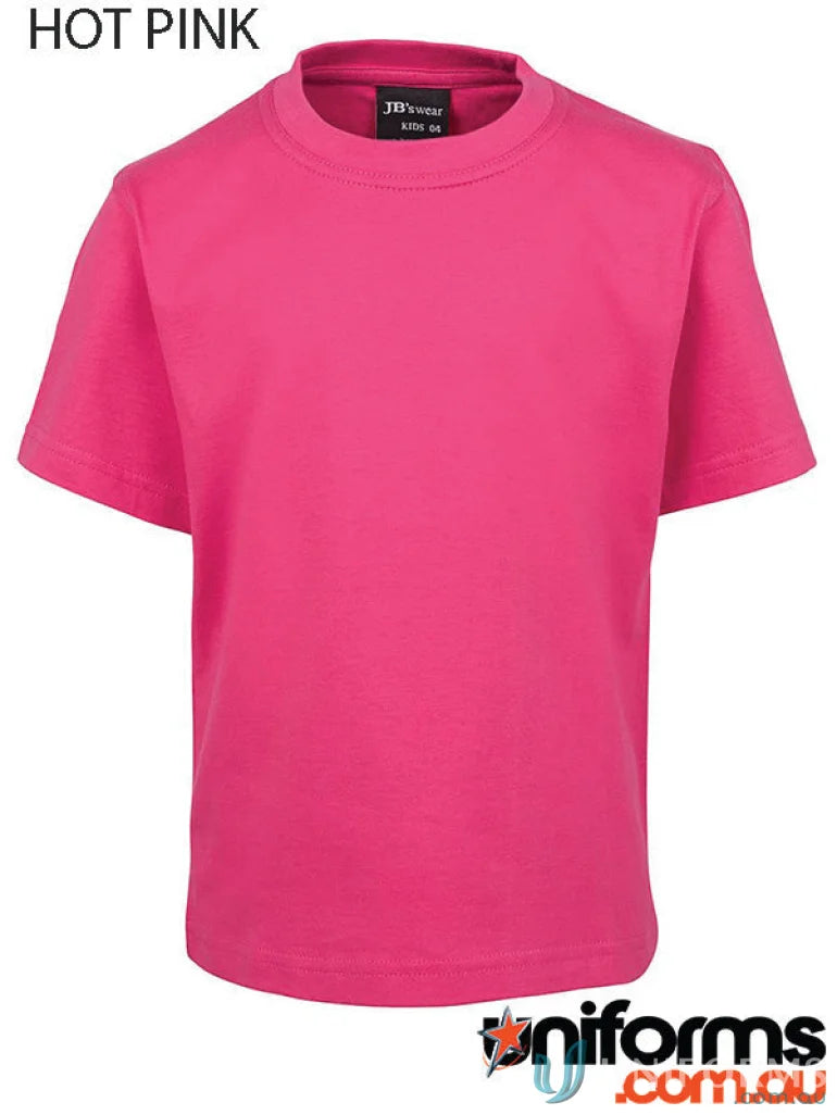 Hot pink kids tee from 1kt JBs Wear with classic fit, perfect for everyday wear