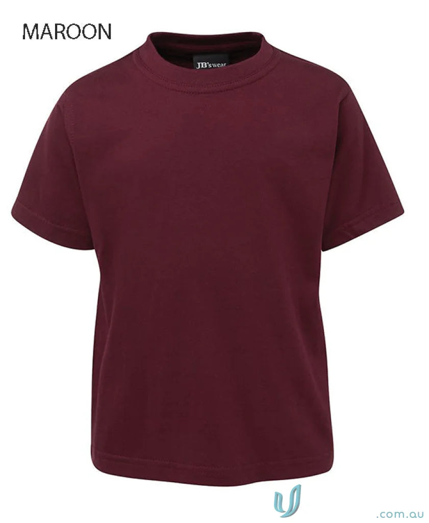 Maroon short-sleeved Kids Tee from JBs Wear Kids Tee with classic fit