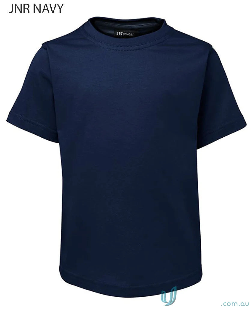 Navy blue short-sleeved kids wear tee from 1kt JBs Wear with classic fit