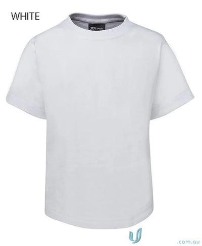 White short-sleeved kids tee from 1KT JBs Wear with classic fit for comfortable wear