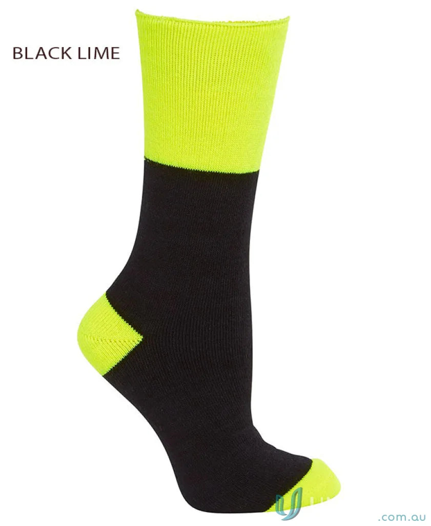 Black and lime green work sock perfect for navy uniforms, JBs 3 Pack