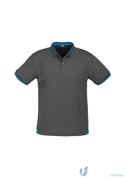 Gray Jet Polo with blue trim from Biz Collection Mens p226ms, stylish casual look