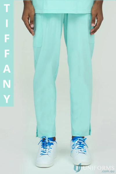 Tiffany-colored Joey Scrub Pant with elastic bungee loop and secure zip for easy wear