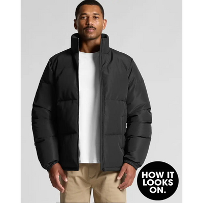 Black josh puffer jacket with high collar and quilted design perfect for workwear and uniforms in cold weather