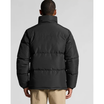 Black josh puffer jacket with high collar and horizontal stitching perfect for workwear and uniforms