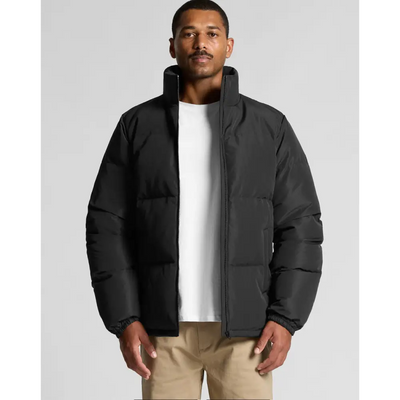 Black Josh puffer jacket with high collar and quilted design ideal for workwear and durable work uniforms
