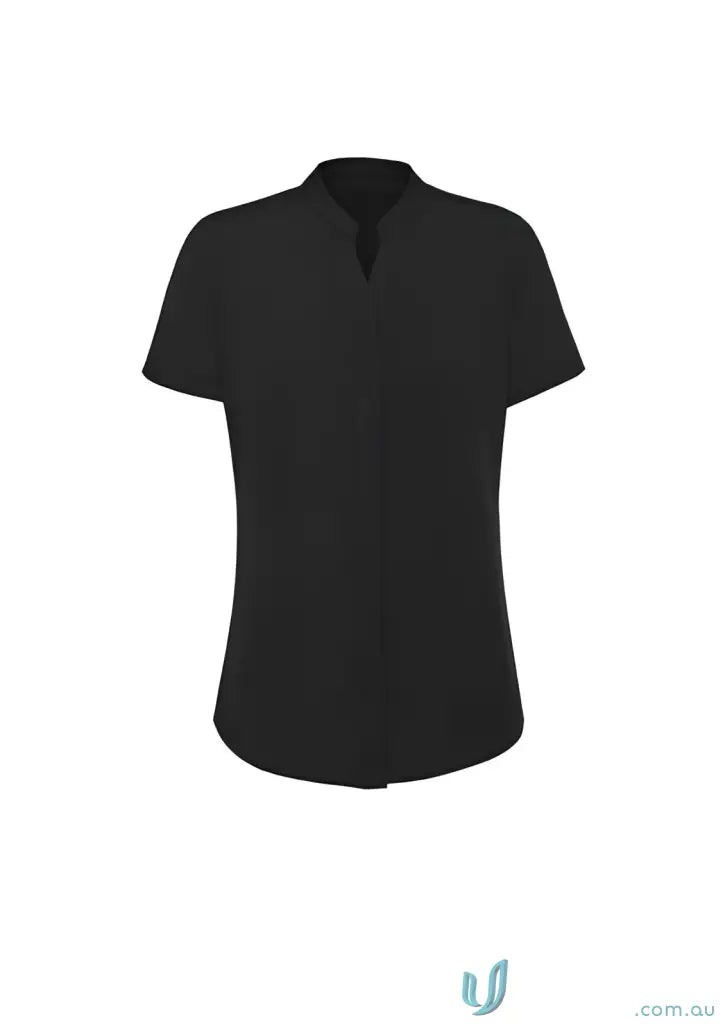 Black short-sleeved blouse from Juliette SS Blouse collection for stylish uniforms RB977LS