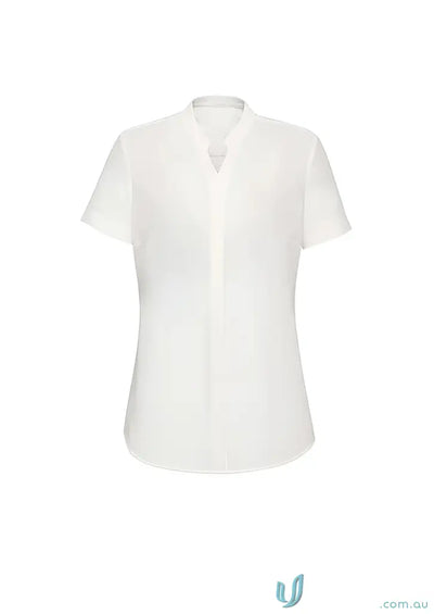 White short-sleeved blouse from Juliette SS Blouse collection, perfect for stylish uniforms