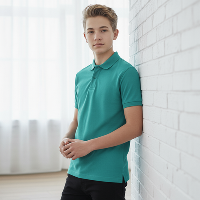 Jb’s kids Junior 210 Polo teal classic fit short sleeve collar polo code 2kp