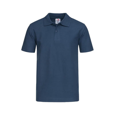 Junior heavyweight polo in navy blue with rib collar jersey fabric