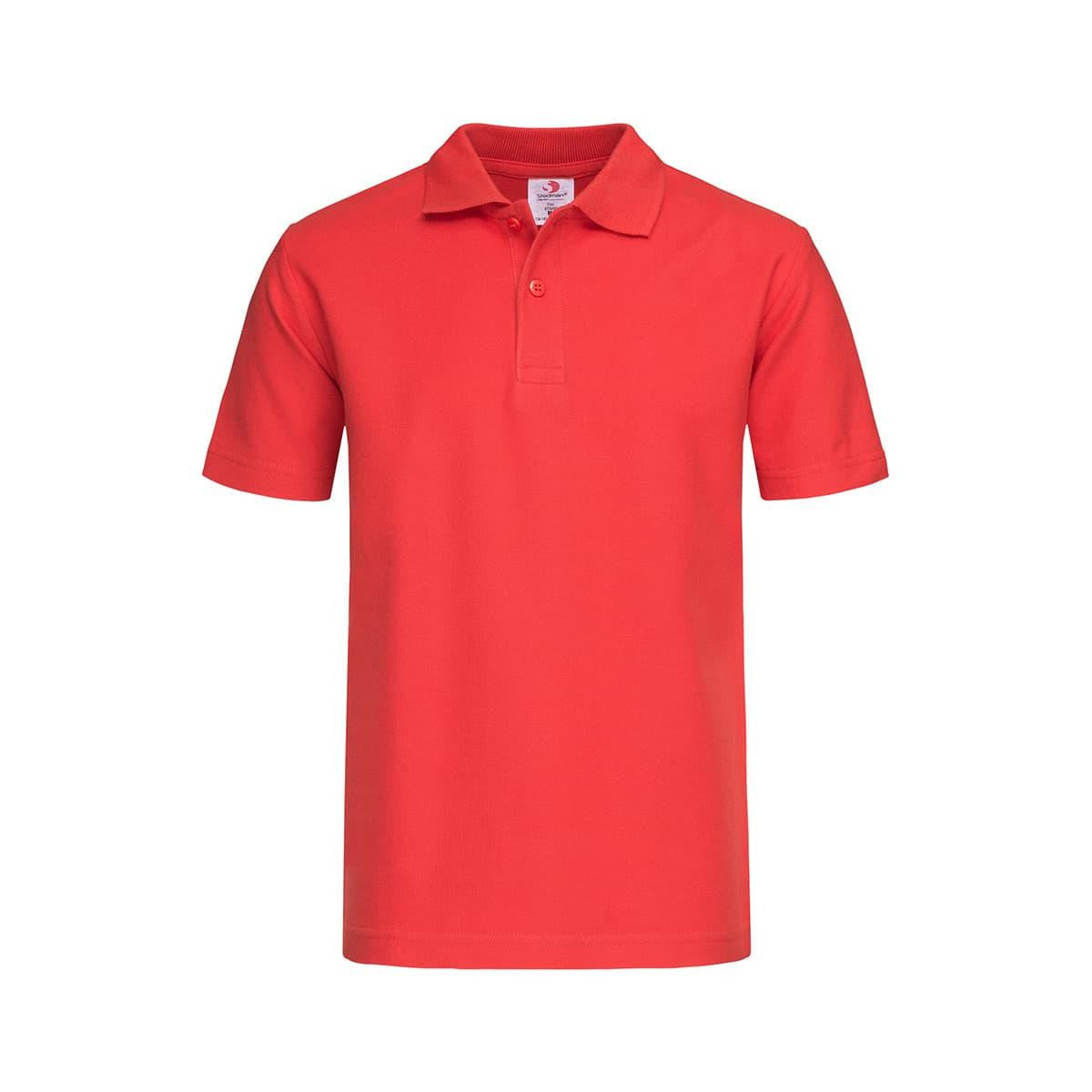 Junior heavyweight polo in bright red with rib collar jersey fabric