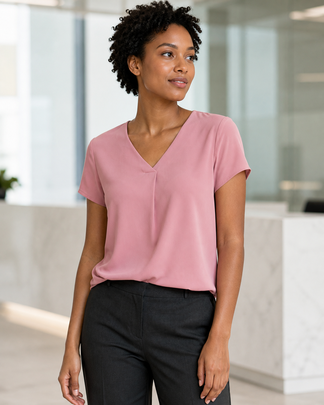 Kayla V-Neck Pleat Blouse