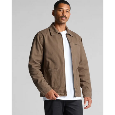 Keely canvas jacket brown workwear jacket with two front pockets and collar perfect for work uniforms and uniforms