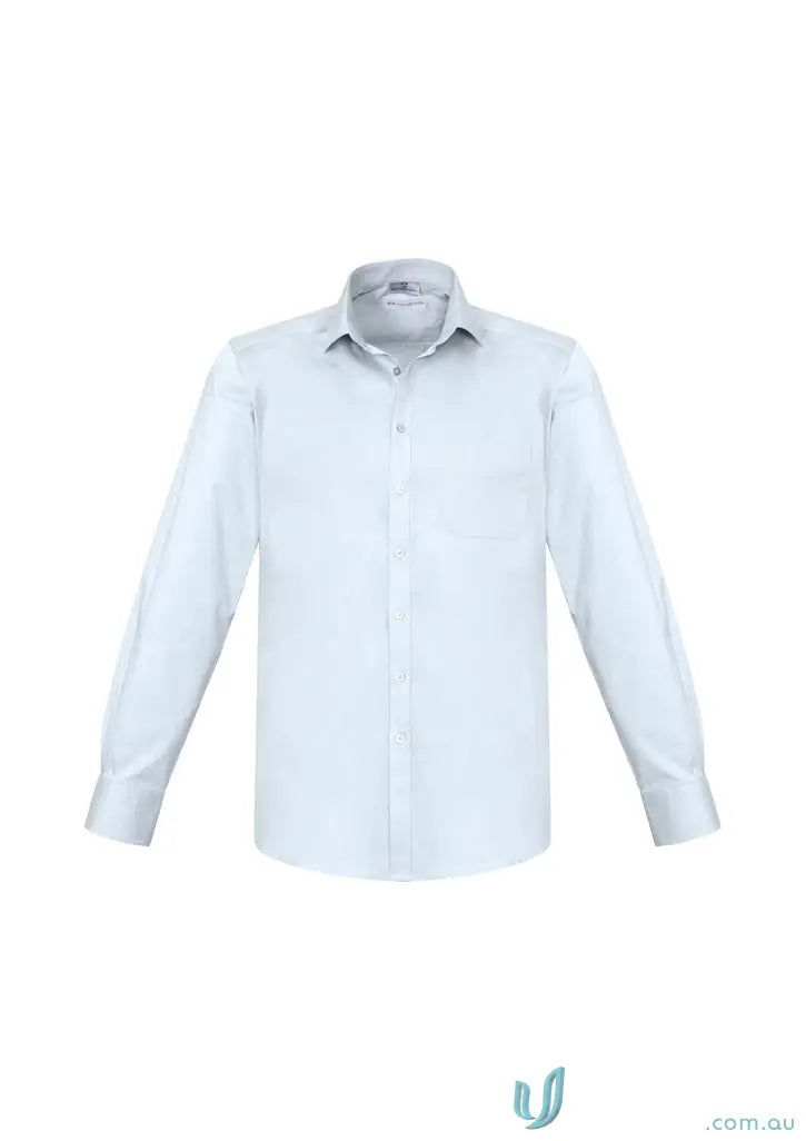Light blue long-sleeved dress shirt from KENNARDS Mens Stretch LS Shirt, perfect for work uniforms