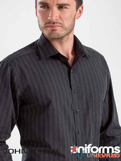 Keval Men’s Long Dark Stripe Shirt with chest pocket for stylish look
