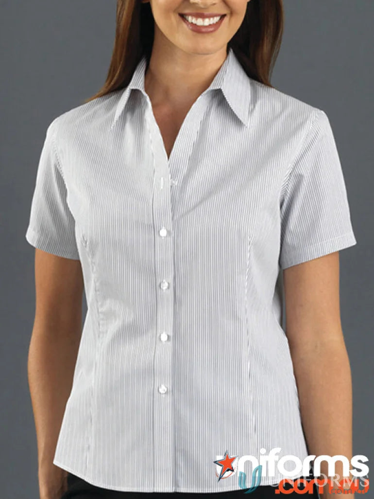 Herringbone stripe shirt, short sleeve Keval Womens 367-JK in stylish design