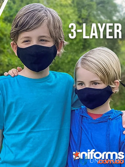 Face Masks MASKS.COTTON.081pk Kids 3 Layer Face Masks in Black front product image