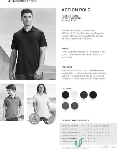 Kids Action Polo shirt showing breathable sports knit for school uniforms
