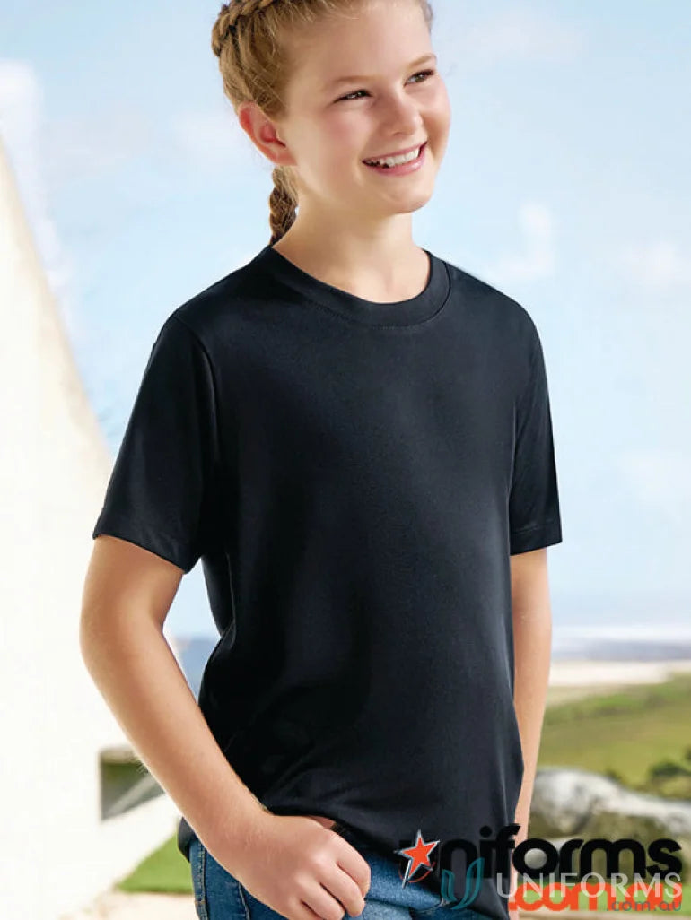 Kids Action Tee: black short-sleeved eco-friendly performance tee