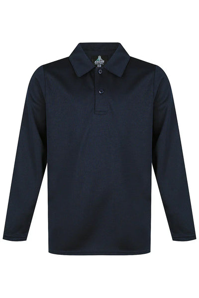 Kids Botany LS Polo: comfy black long-sleeved uniform shirt