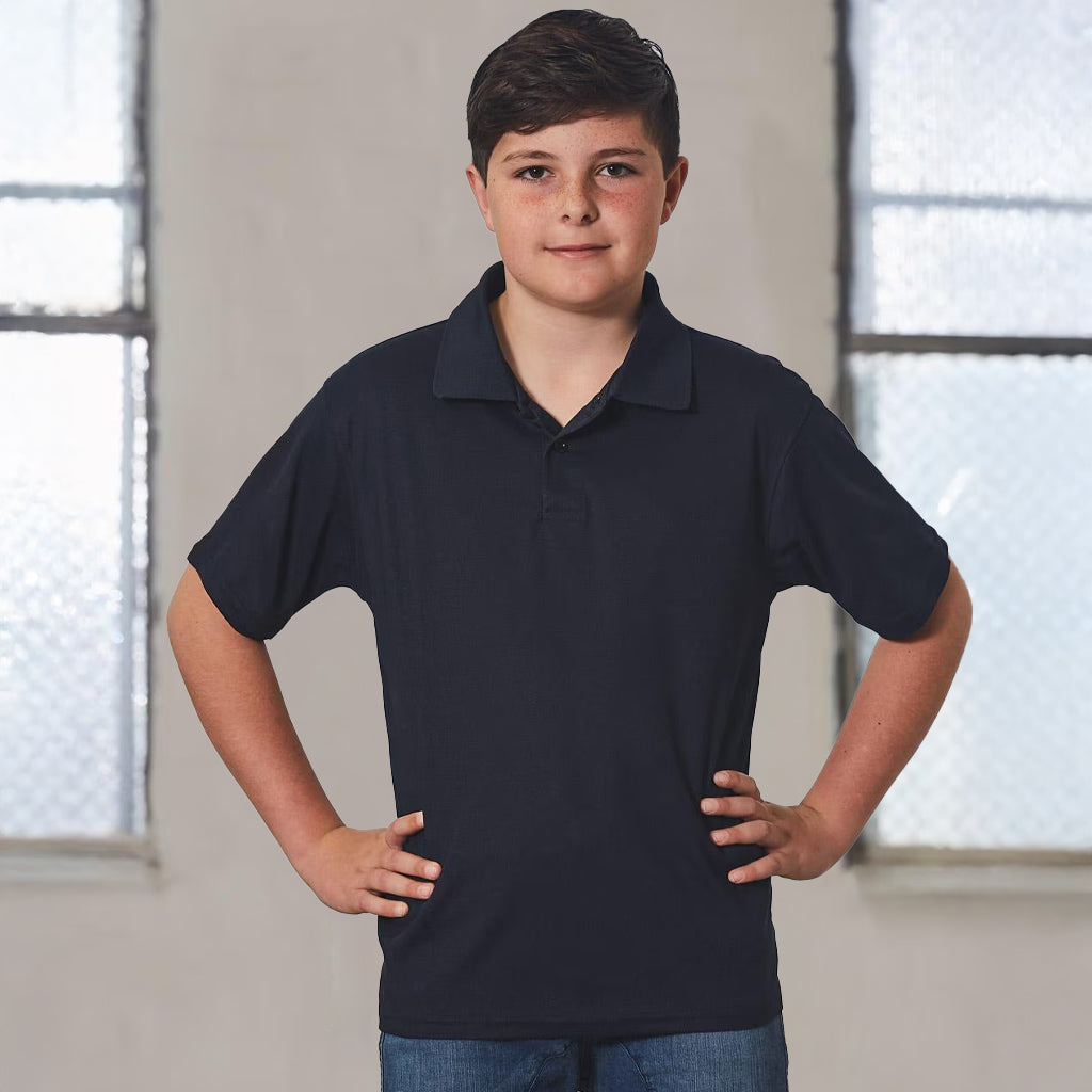 Navy Kids CoolDry polo shirt, PS81K kids uniform style