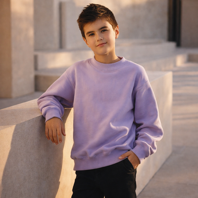 Kids crew neck sloppy joes lavender sweatshirt with ribbed cuffs