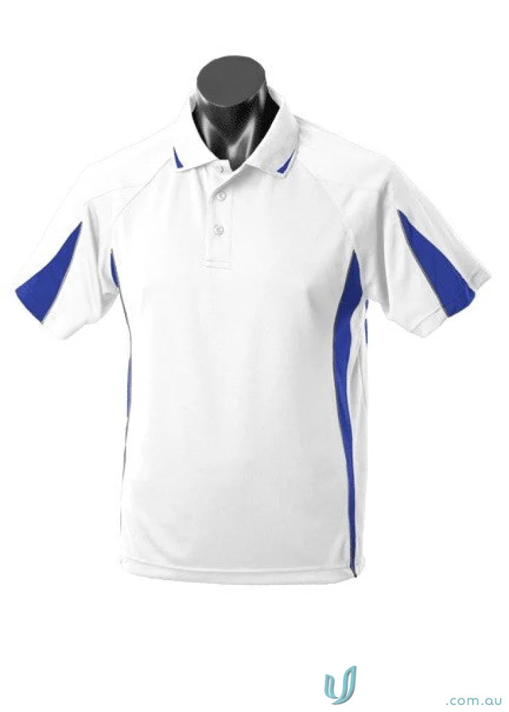 3304-TI 3304 Kids Eureka Polo in White/Royal