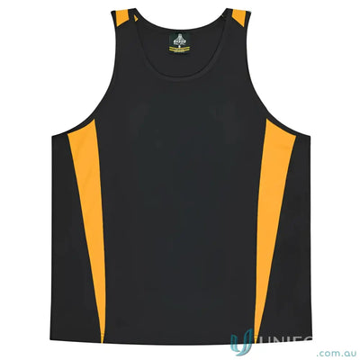 Aussie Pacific 3104 Kids Eureka Singlet in Black/Gold