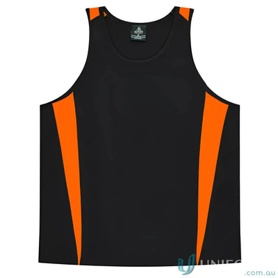 Aussie Pacific 3104 Kids Eureka Singlet in Black/Orange