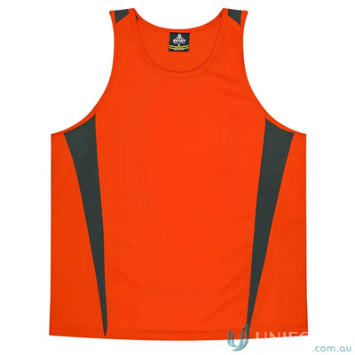 Aussie Pacific 3104 Kids Eureka Singlet in Orange/Charcoal