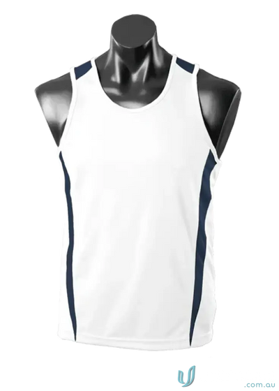 Aussie Pacific 3104 Kids Eureka Singlet in White/Navy