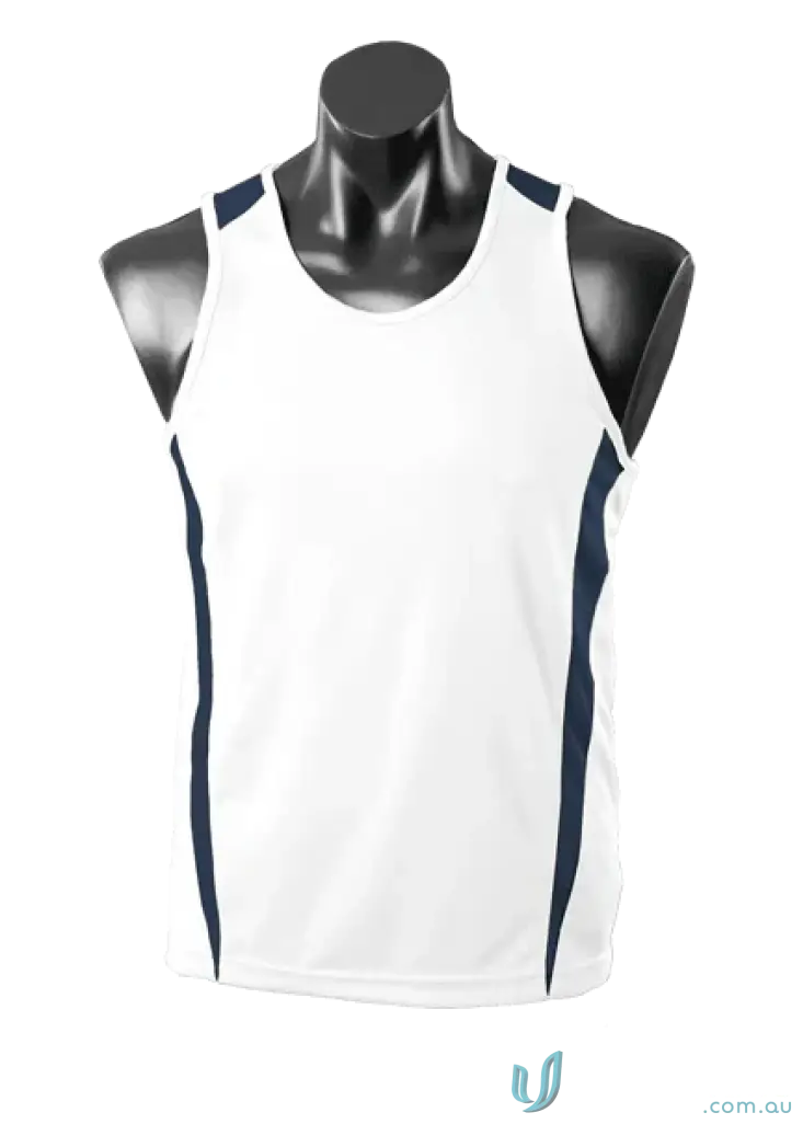 Aussie Pacific 3104 Kids Eureka Singlet in White/Navy