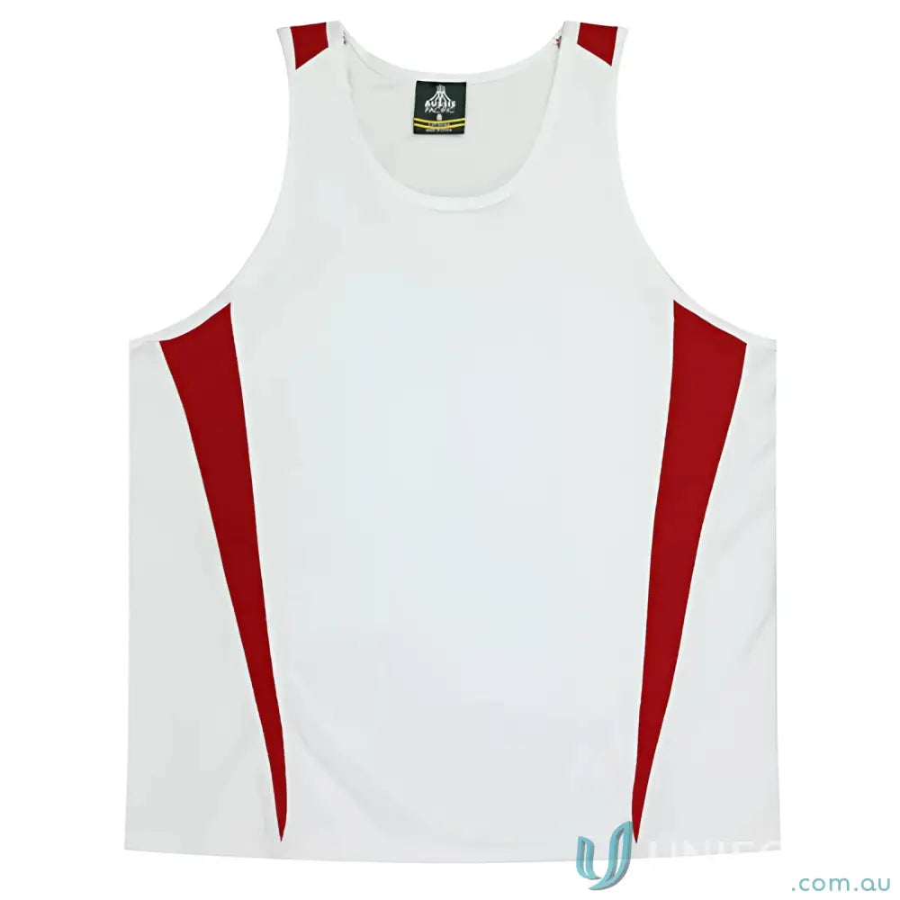 Aussie Pacific 3104 Kids Eureka Singlet in White/Red