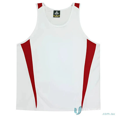 Aussie Pacific 3104 Kids Eureka Singlet in White/Red