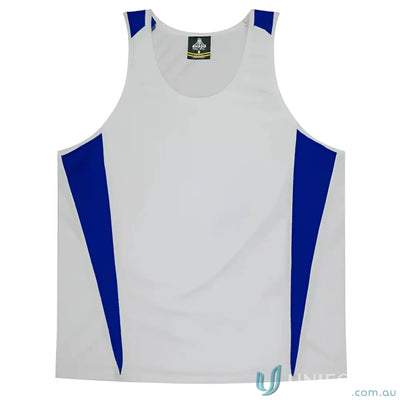 Aussie Pacific 3104 Kids Eureka Singlet in White/Royal