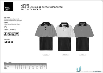 Kids HiVis SS Polo just right for a kids workcraft hivis uniform easy to spot