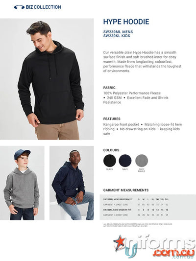 Kids Hyper Hoodie in performance fleece with kangaroo pocket, perfect for hype hoodie sw239kl