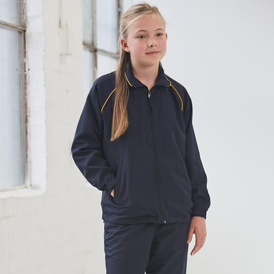 Navy blue Kids Iconic Track Jacket with yellow piping, jk21k kids style