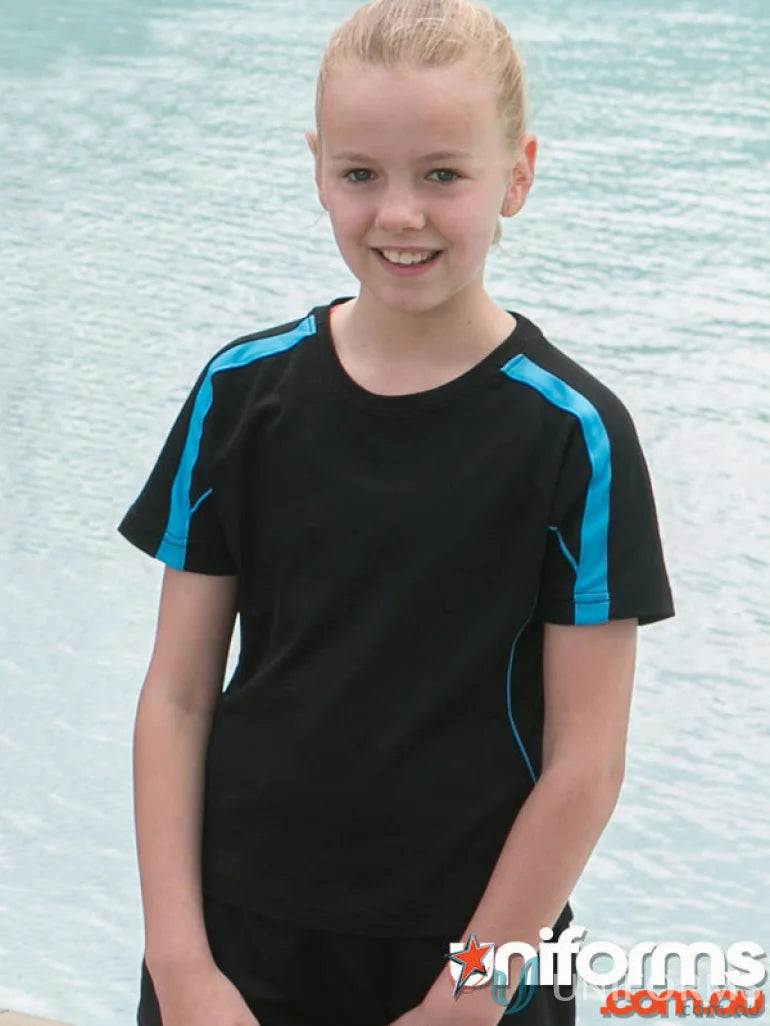 Kids Legend Tee black short-sleeve shirt with blue side panels