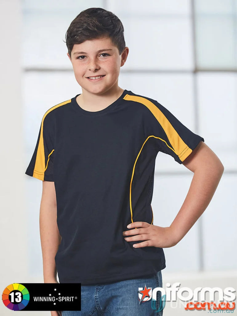 Kids Legend Tee boys navy and gold athletic t-shirt perfect for school uniforms or workwear