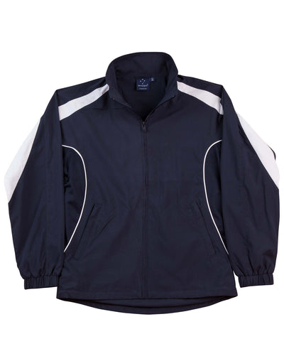 Kids Legend navy blue white warm up jacket with zipper cuffs