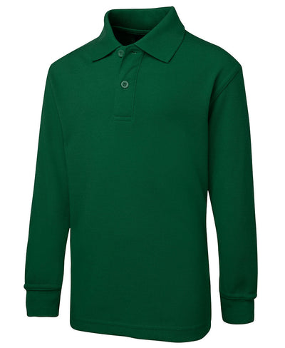 Kids long sleeve polo shirt in dark green with classic collar