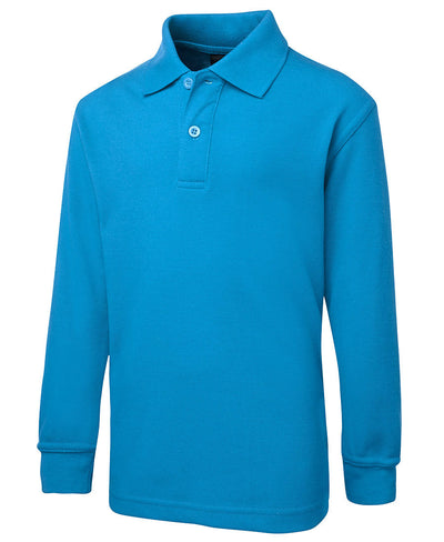 Bright blue JBs kids long sleeve polo shirt with classic collar